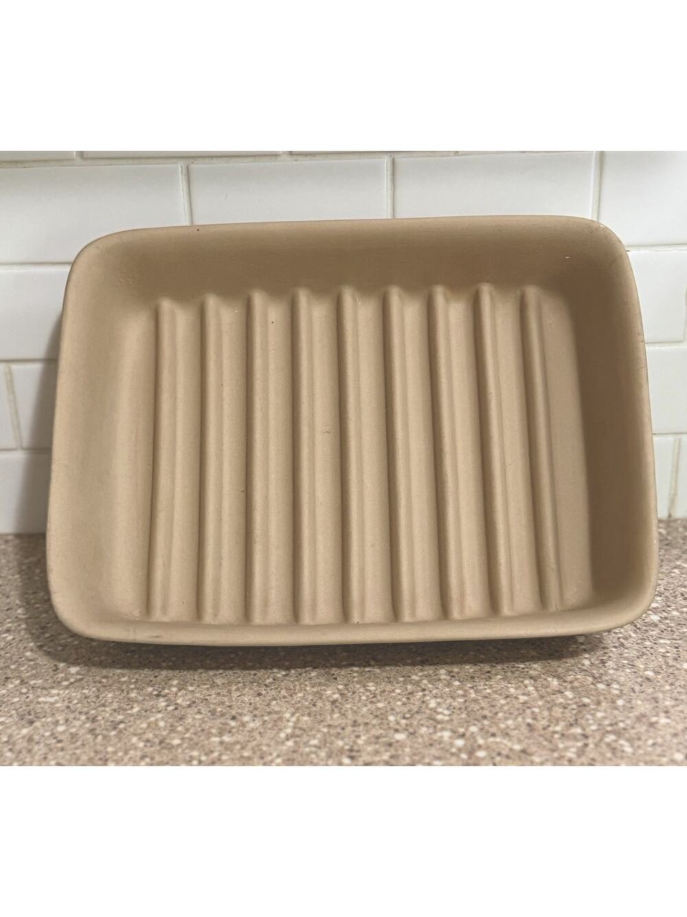 #1342 Pampered Chef Small Ridged Baker Stoneware 9" x 6.75” x 1.75"